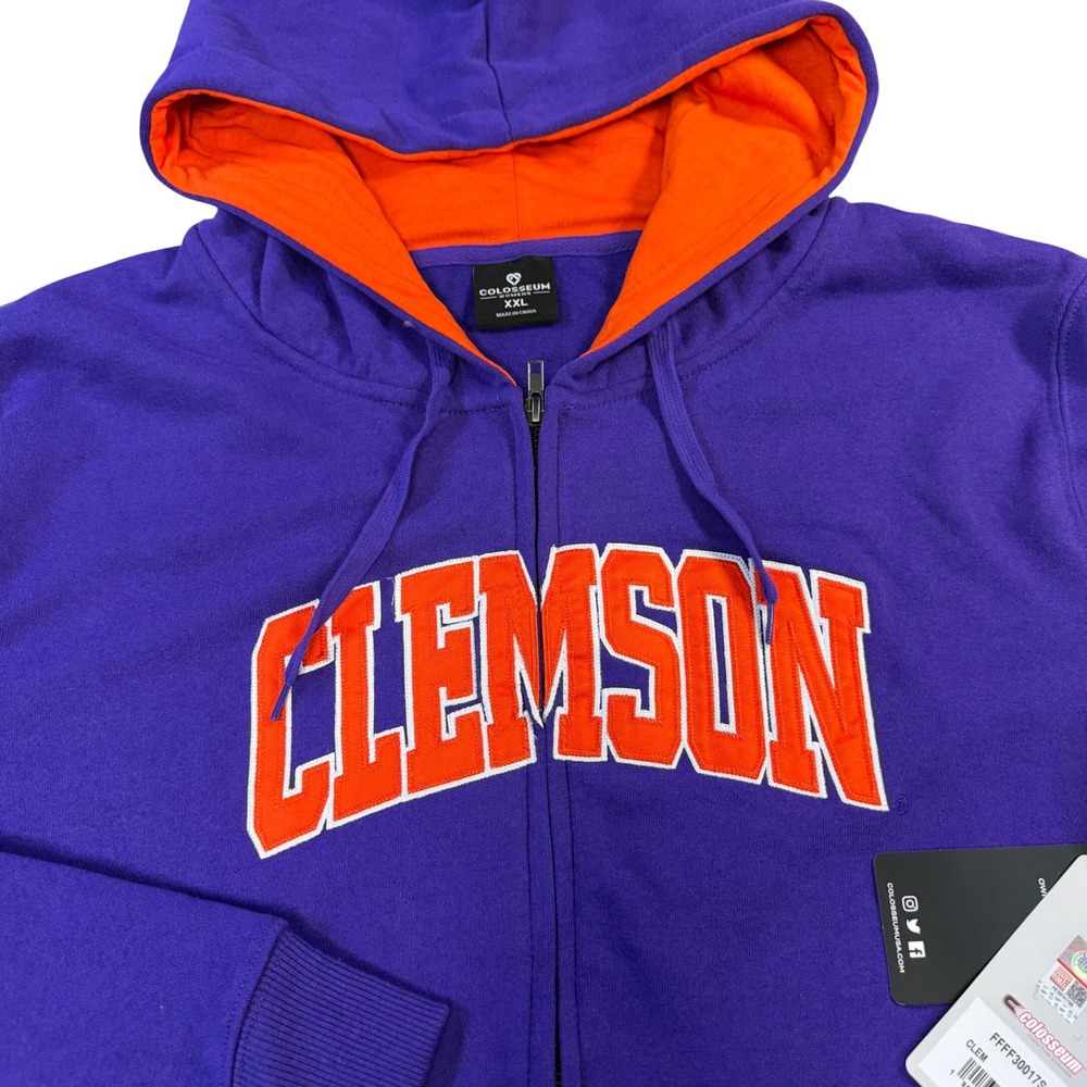 Colosseum Clemson Tigers Womens XXL Full Zip Hoodie Purple Orange Embroidered